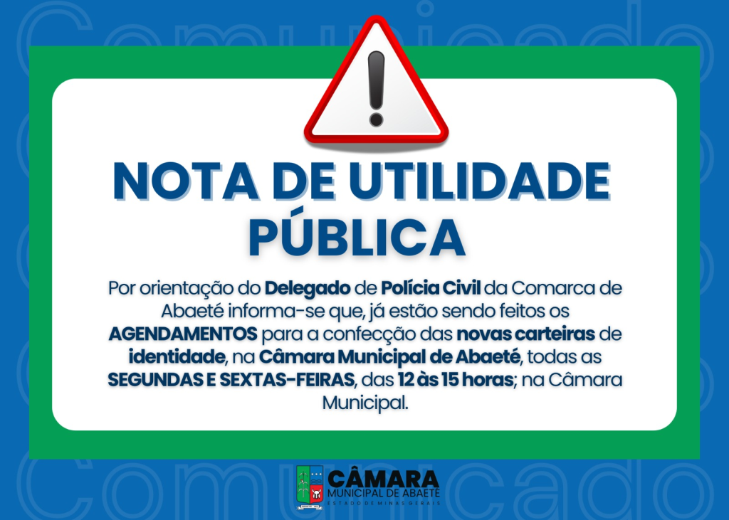 NOTA DE UTILIDADE PÚBLICA