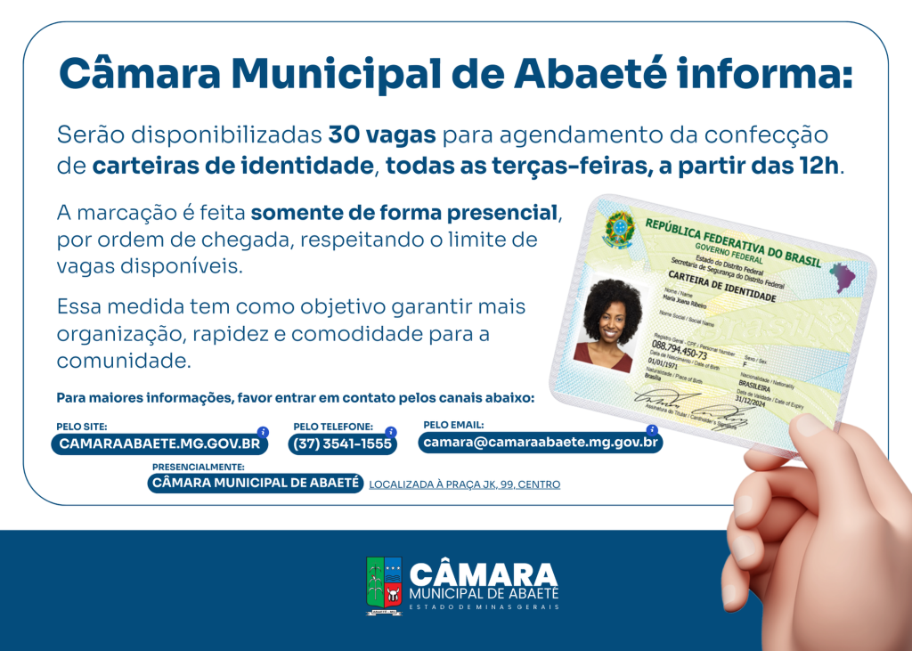CÂMARA MUNICIPAL DE ABAETÉ INFORMA: